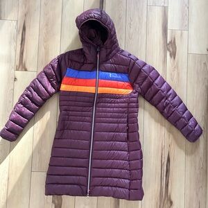 Cotopaxi Burgundy and Blue Puffer Jacket